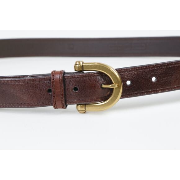 Vintage Fossil Belt Brown Leather Brass Horseshoe Buckle Size L Boho main image 5